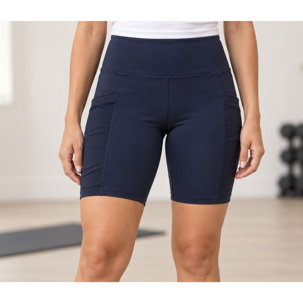 Fabletics PowerHold High Waist Bike Shorts Navy Pockets Approx XXS